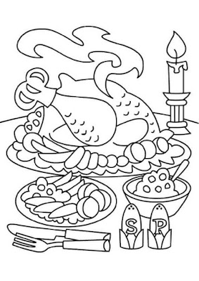 Thanksgiving dinner coloring pages
