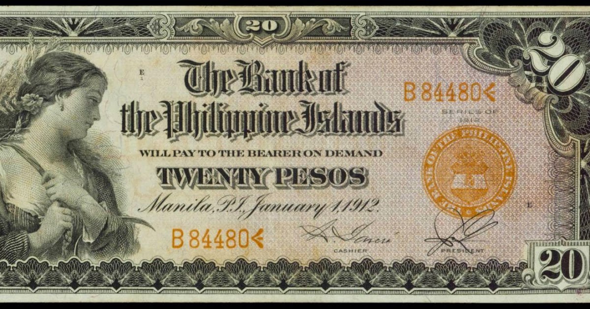 1912 20 Pesos Philippine Bank Note|World Banknotes & Coins Pictures