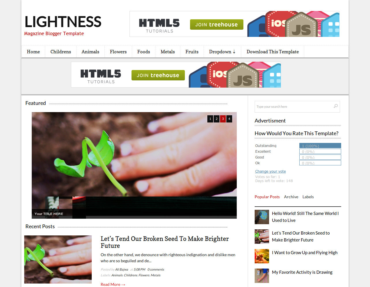 Lightness Free Blogger Template Download