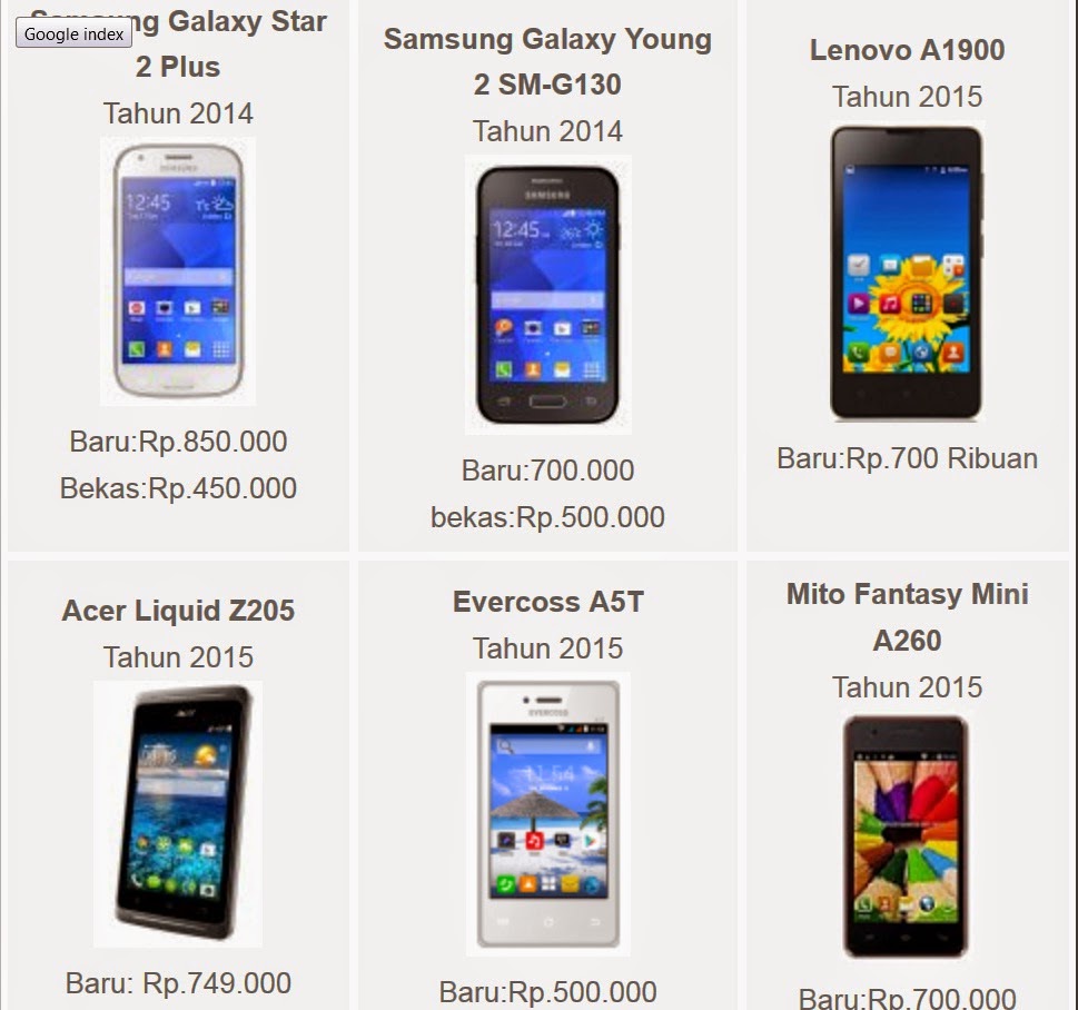 Harga Smartphone HP Android Dibawah 1 Juta Terbaru