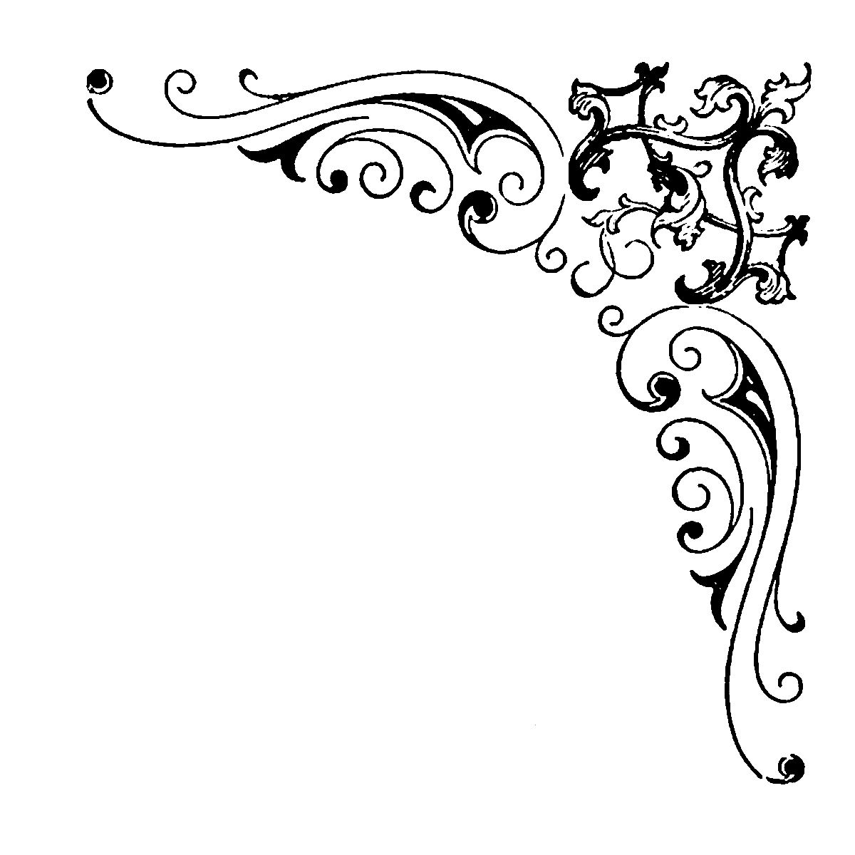 Digital Stamp Design Flourish Rose Border Corner Clip Art Digital