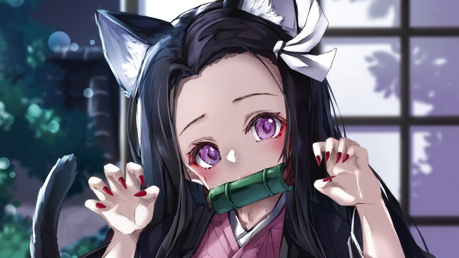 Nezuko Kamado Cute Neko Kimetsu No Yaiba 4k Wallpaper 5 1079
