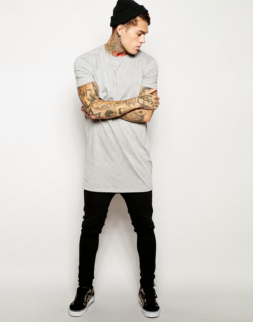 Camiseta masculina mais comprida atras Clearance