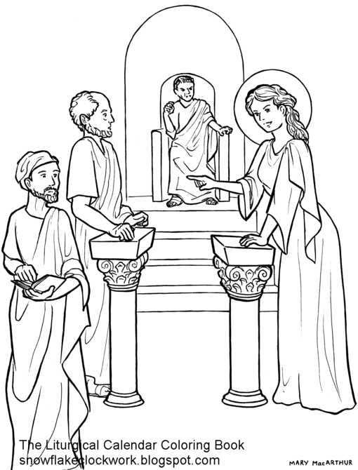 Snowflake Clockwork: St. Catherine of Alexandria coloring page