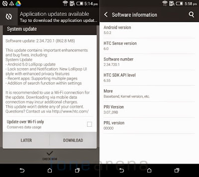 HTC Desire 816 Android 5.0 Lollipop India