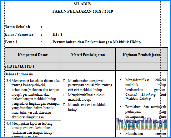 silabus kelas 3