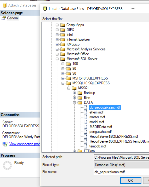 Locate database. Locate database