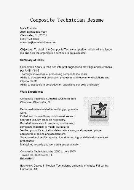 great sample resume resume samples composite technician resume sample