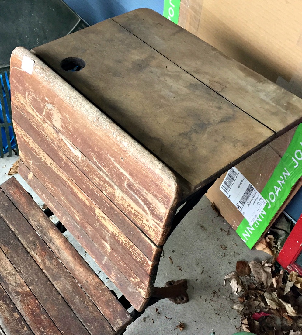 Antique School Desk Upcycle With Milk Paint Stencils Organized