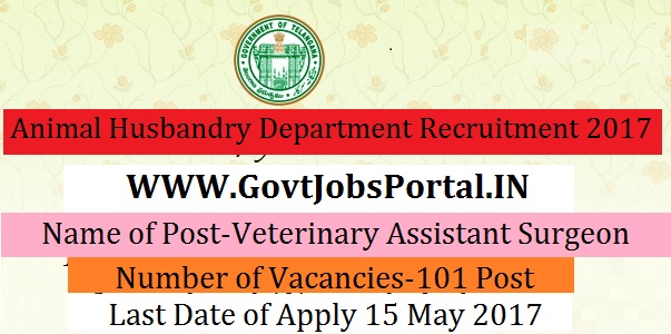 Government of Telangana Animal Husbandry Department Recruitment – 101  Veterinary Assistant Surgeon