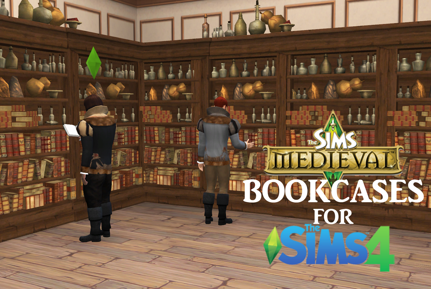 TS4 The Sims Medieval Bookcases for Sims 4 History Lover's Sims Blog
