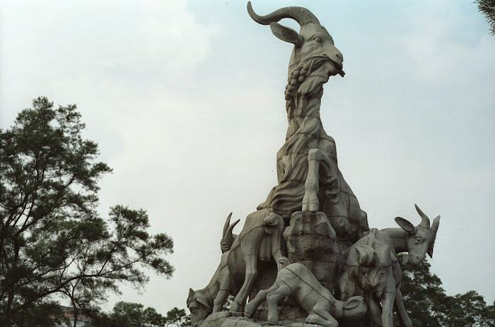 Canton, Guanzhou, Parc Xuexin, chèvres, © L. Gigout, 1990