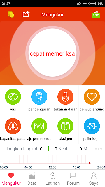 Tampilan Antarmuka Aplikasi iCare Health Monitor
