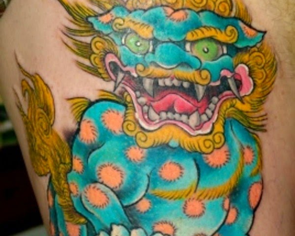 Tatuaje de leon Fu tradicional chino