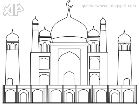 Mewarnai Gambar Masjid | Belajar Mewarnai Gambar
