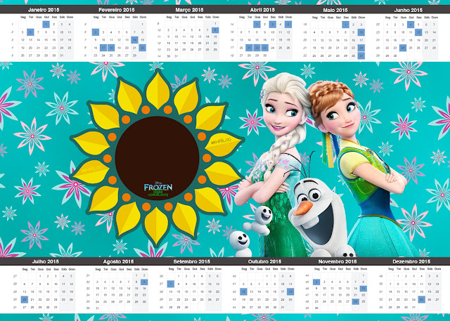 Frozen Fiebre Congelada: Imprimibles Gratis para Fiestas. Calendario 2015 para imprimir gratis de Frozen Fiebre Congelada.