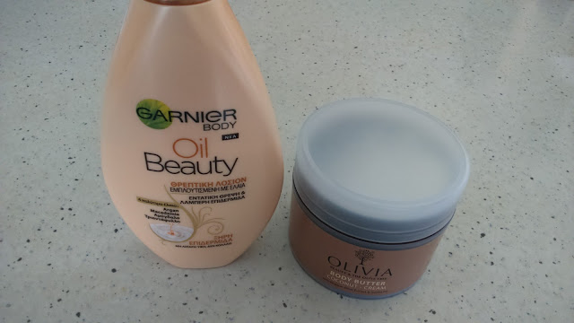 Olivia Body Butter (Coconut-Cream) and Garnier Body Oil Beauty Lotion