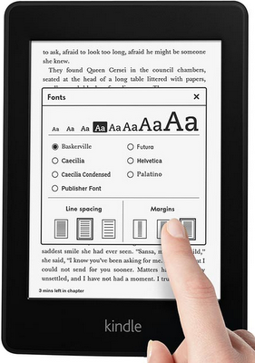photo of new Kindle with font selection screen