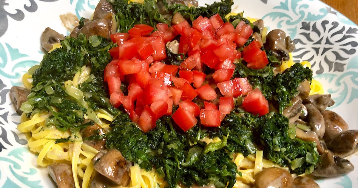 Linguine mit Spinat und Champignons