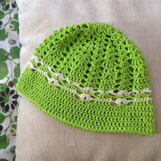cotton green crochet hat