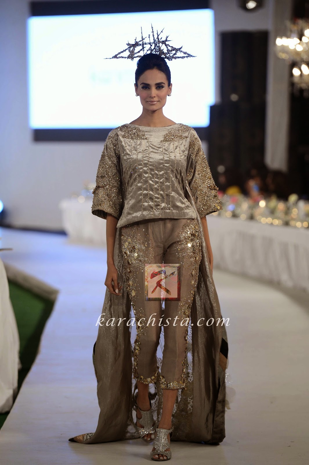 KARMA PFDC Swarovski Couture Mehreen Syed in KARMA Swarovski crystals ensemble