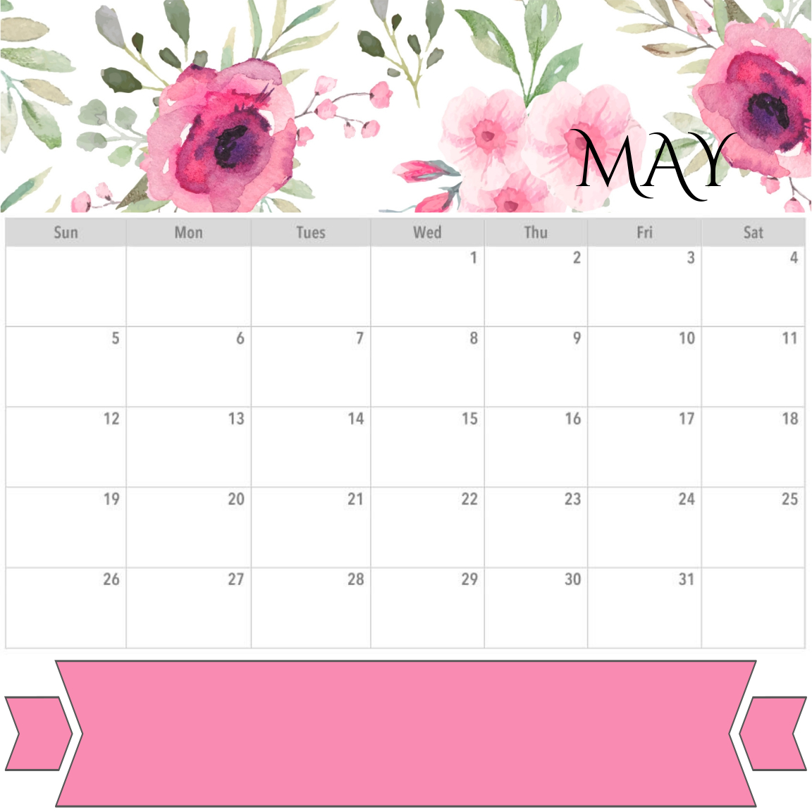 Month Of May Printable Calendar Month Of May Printable Calendar
