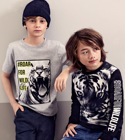 Colección H&M y WWF camisetas de niños estampados animales camisetas niños animales colección H&M y WWF