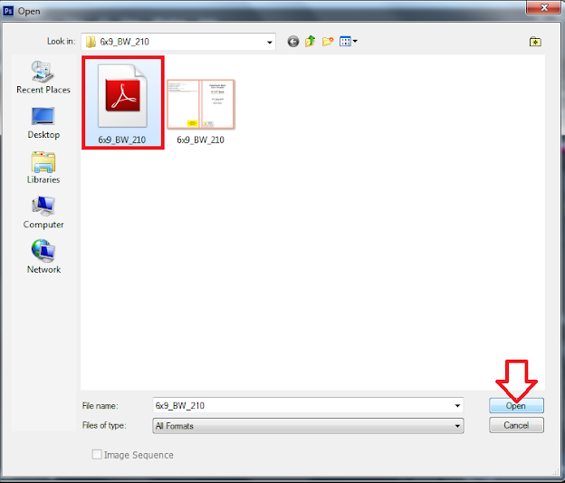 Screenshot: open the pdf template file in photoshop
