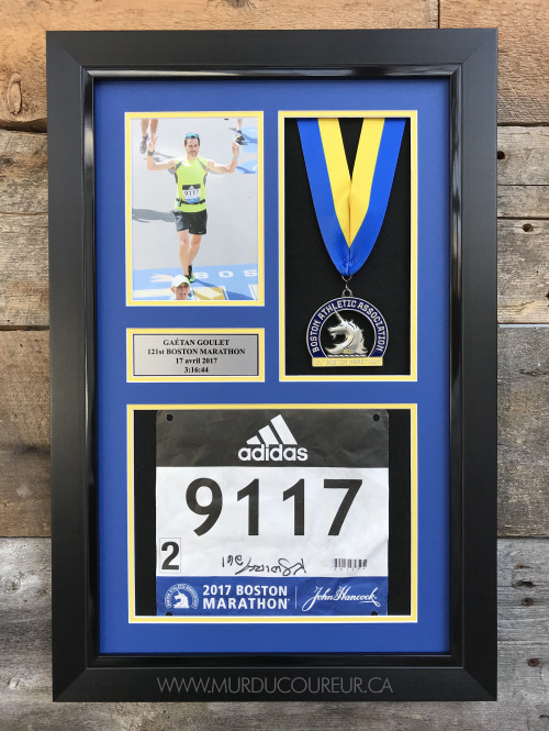 Cadre pour photo, médaille et dossard pour marathon de Berlin - Mur du  coureur