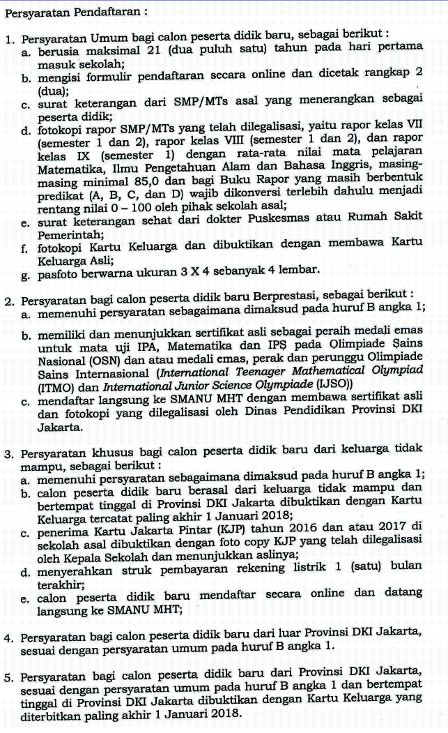 Juknis Penerimaan Peserta Didik Gres Sma Negeri Unggulan Mohammad Husni Thamrin Tahun Pelajaran 2018 2019 Tersedia 30 Kuota Untuk Luar Jakarta Pendidikan Wajib
