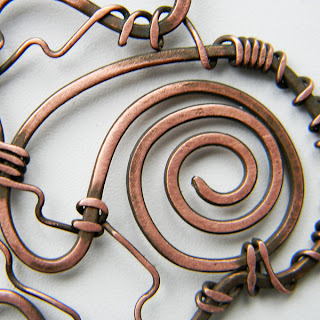 купить кулон из меди украина спираль украшение из проволоки Anabel wire wrap pendant