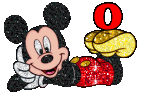 Alfabeto tintineante de Mickey Mouse recostado O. 