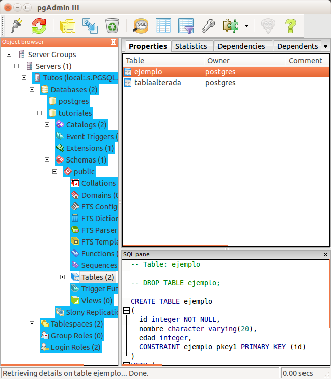 Bases de datos en Postgresql: Creación de Tablas en POSTGRESQL