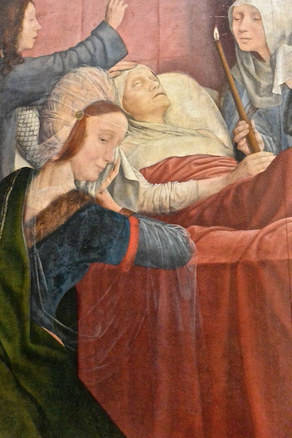 Triptyque de Metsys : La mort de la Vierge Musée des Vieux maîtres Bruxelles Triptyque de Metsys : La mort de la Vierge panneau de droite Bruxelles