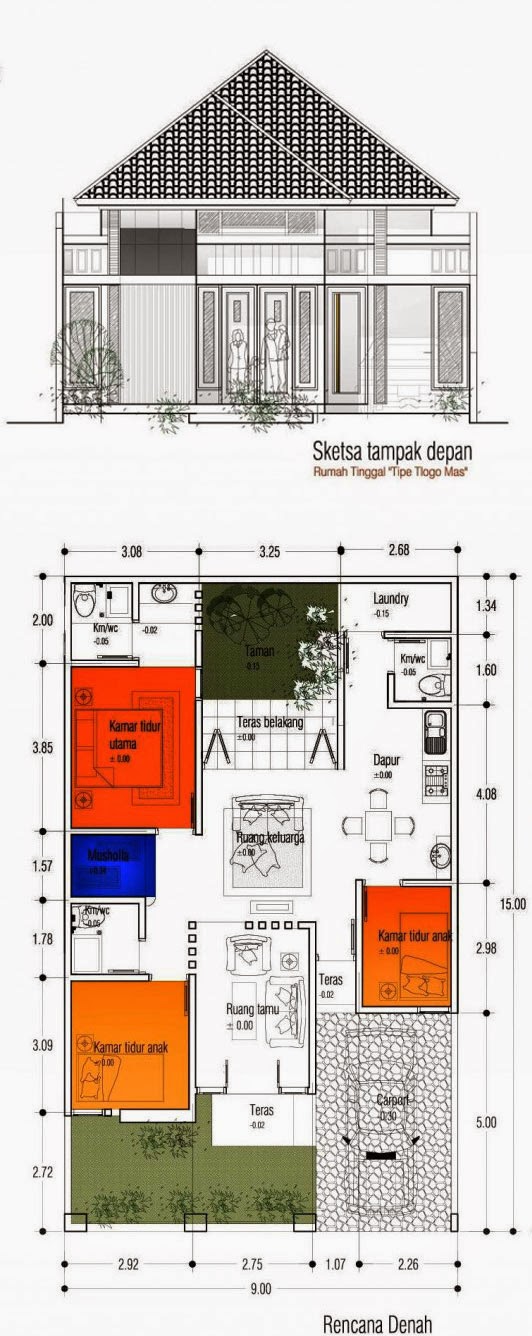 Denah Rumah Minimalis 1 Lantai Type 100 Sekitar Rumah