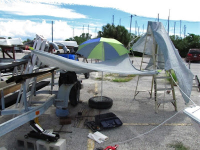 Making shade in the Florida Summer Sailing HideAway