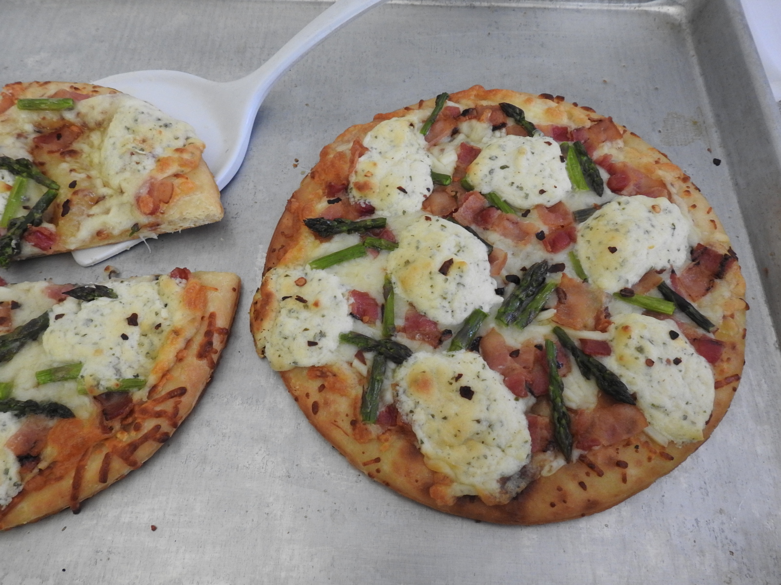 Asparagus, Bacon, and Herbed Cheese Pizza