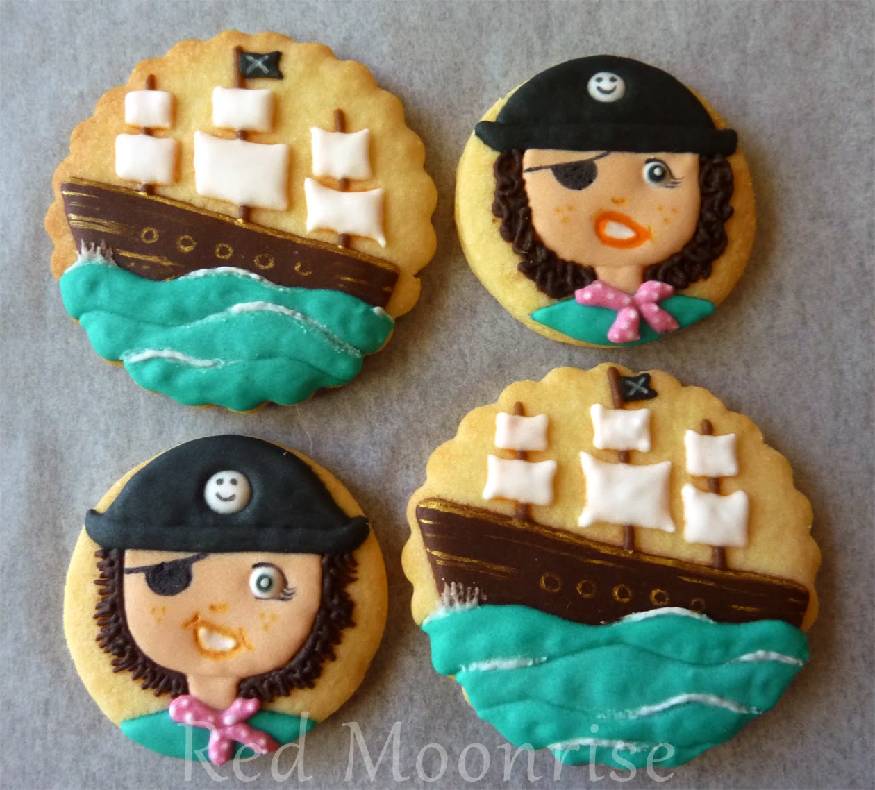 Pirate Girl and Ship Cookies