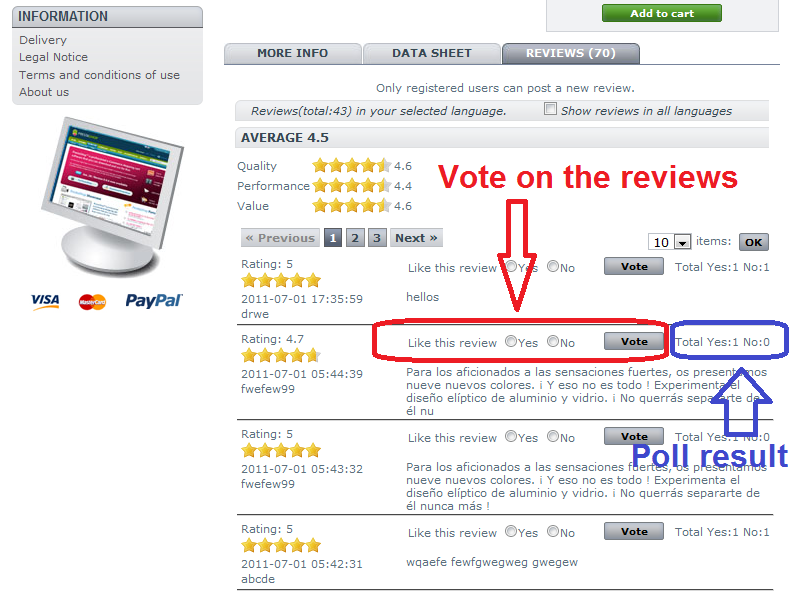 Agile product review module - voting on review feature
