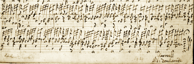 Image of Matthew Holmes' MS of the lute original of Dowland's Farwell Image of Matthew Holmes' MS of the lute original of Dowland's Farwell
