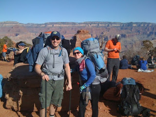 man and woman backpacking in grand canyon