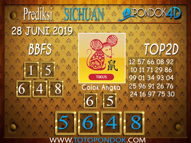 Prediksi Togel SICHUAN PONDOK4D 28 JUNI 2019