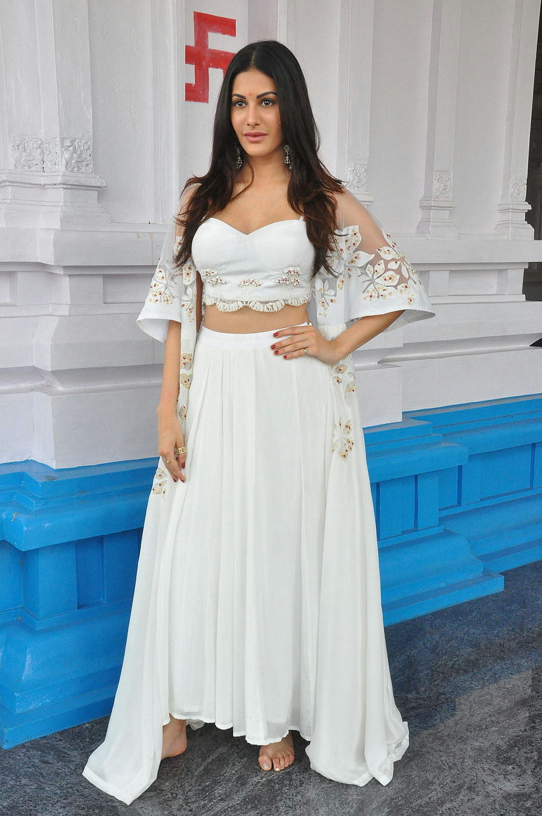 Amyra Dastur Looks Super Hot in a Revealing White Dress At Anandi Indira Production LLP Production no 1 Opening Event in Hyderabad
