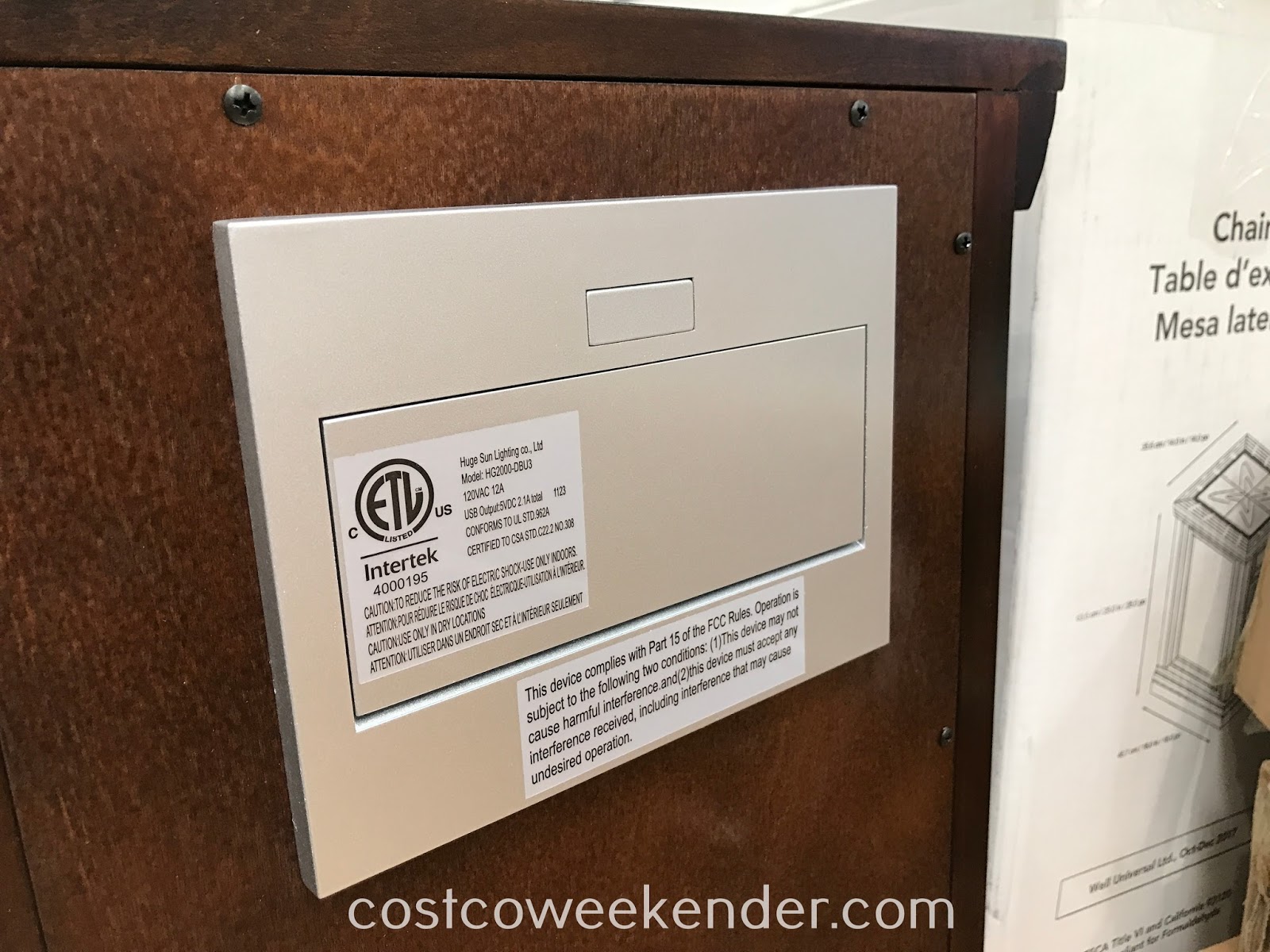 Well Universal Chairside Table with Power Costco Weekender