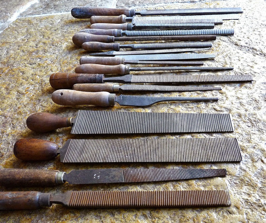 Lot d'anciennes lime bois fer vieux métier menuiserie french antique tool