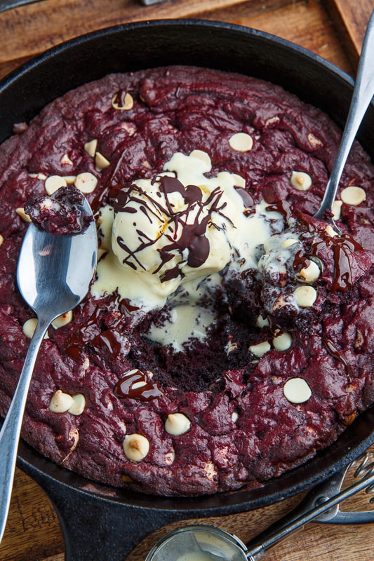 Red Velvet White Chocolate Chip Skillet Cookie Red Velvet White Chocolate Chip Skillet Cookie