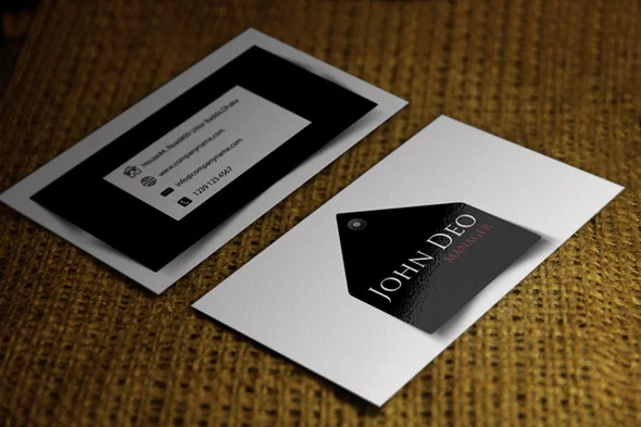 Modern Black and White 3D Corporate Card
