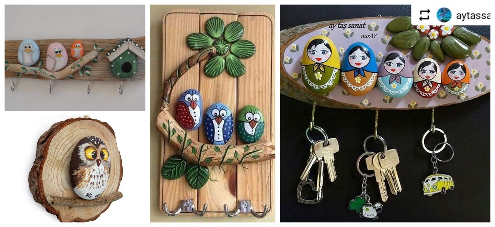 Aprende Como Hacer Un Porta Llaves Con Piedras De Rio Y Tablas De