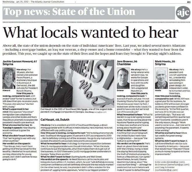 AJC - State of the Union "What locals wanted to hear" Cal Haupt