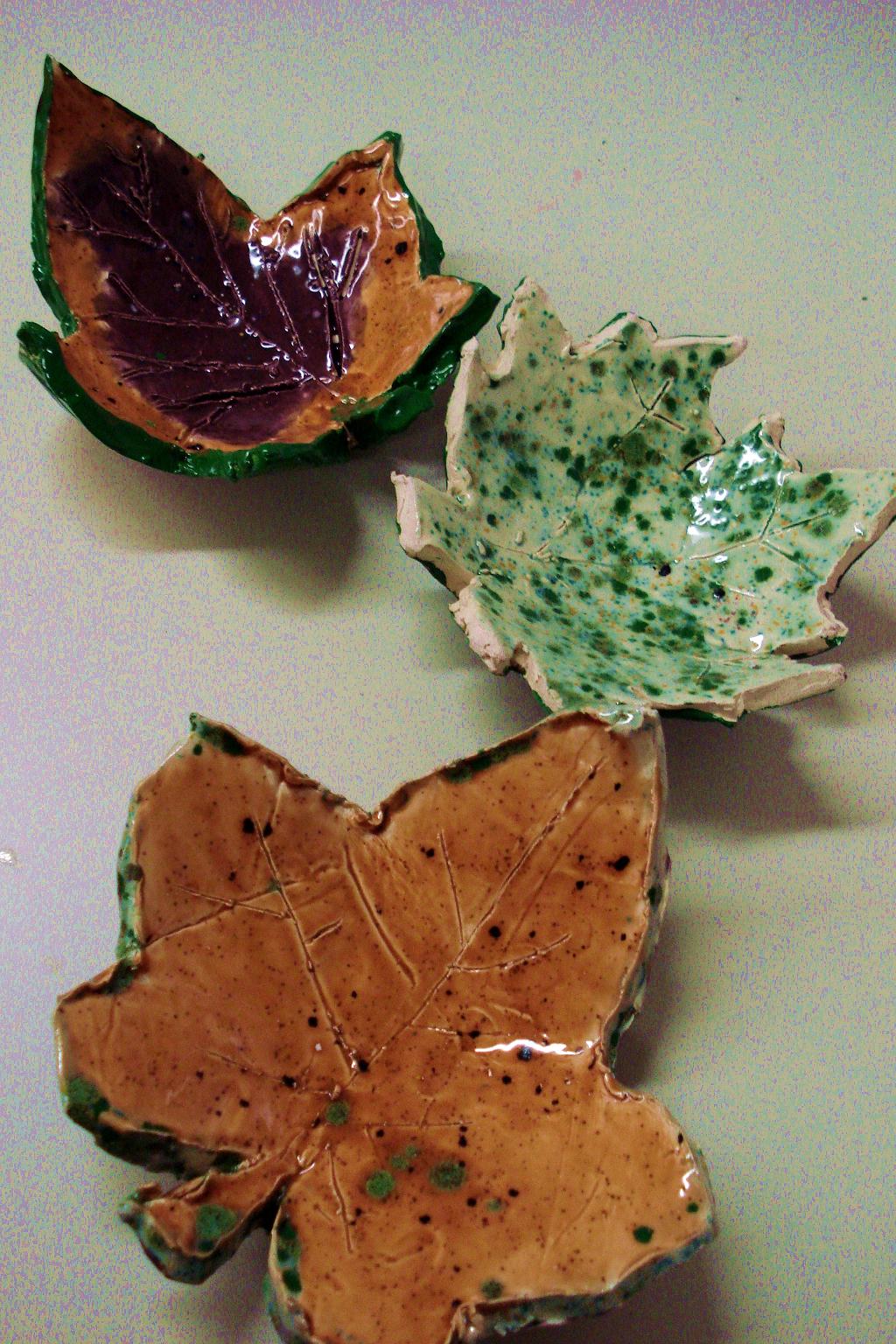 ArtMuse67 Clay Slab Leaf Bowls with Crystal Magic Glaze